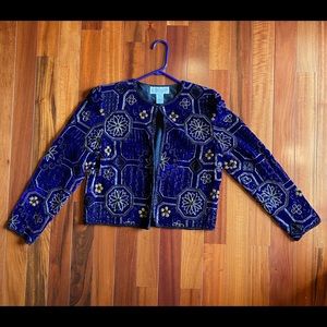 Papell Boutique Evening Bolero / Open Jacket with Beads / Sequins Size: M